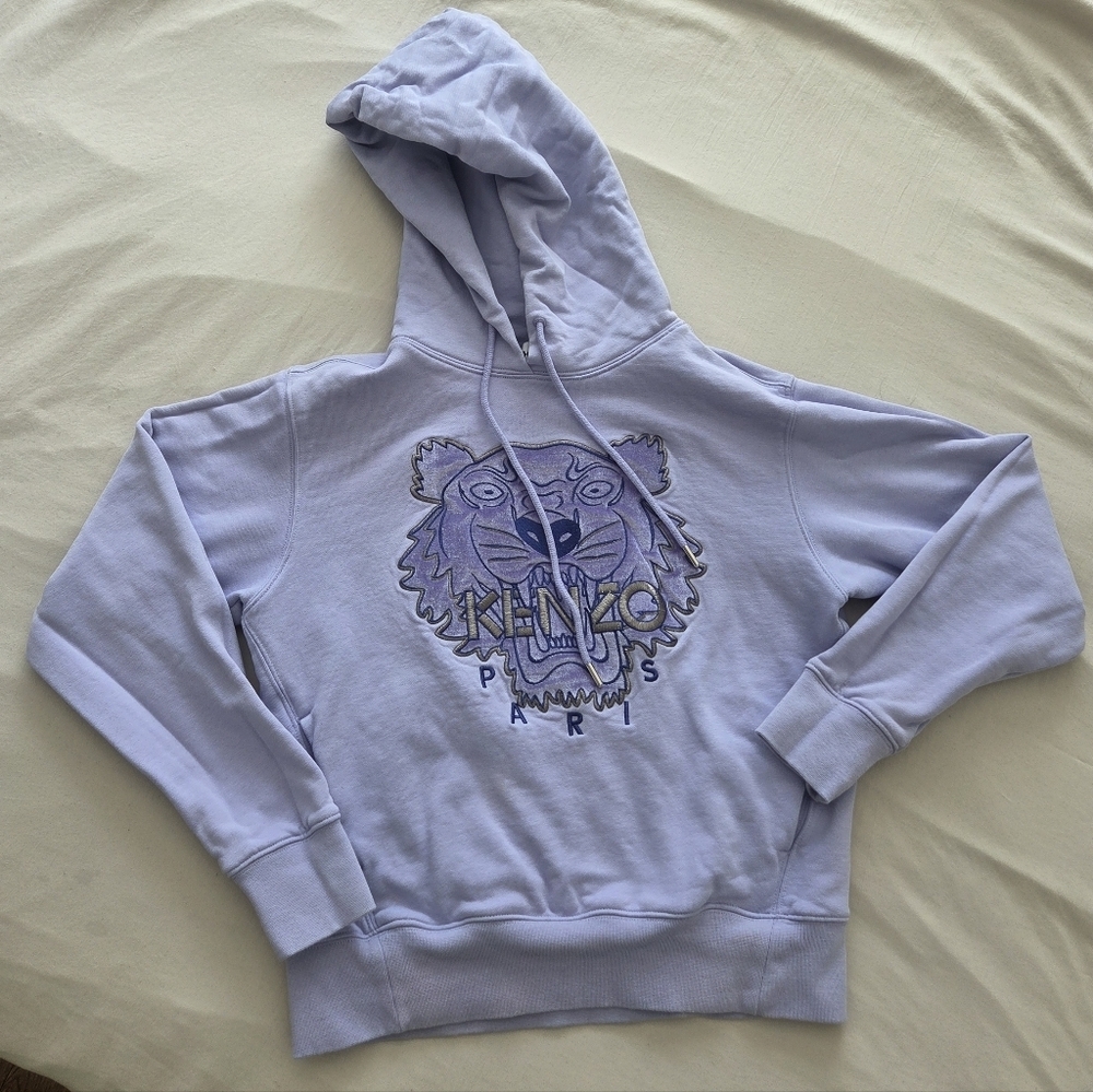 Kenzo Womens Lavender Tiger Graphic Hoodie Size Medium